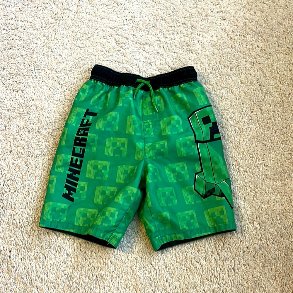 Boys Minecraft swim trunks. Size large.
